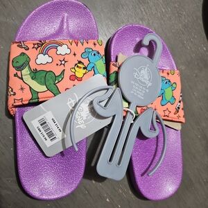 Disney Toy Story 4 Slider Sandals with Orange Rainbow Dino Strap